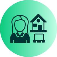 Work At Home Dual Tone Gradient Circle Icon vector