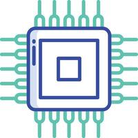 Microprocessor chip outline color illustration vector