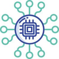 cpu outline color illustration vector
