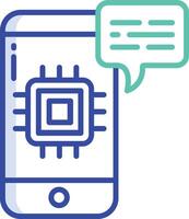 Chat bot outline color illustration vector