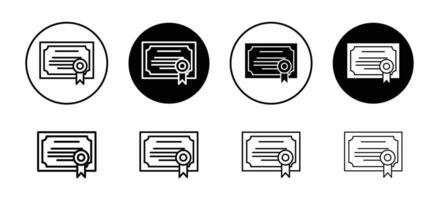 Certificate icon set collection. Certificate Outline flat Icon. vector