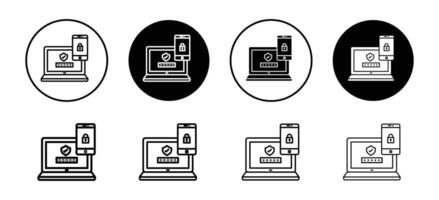 2FA Multifactor verification icon set collection. 2FA Multifactor verification Outline flat Icon. vector