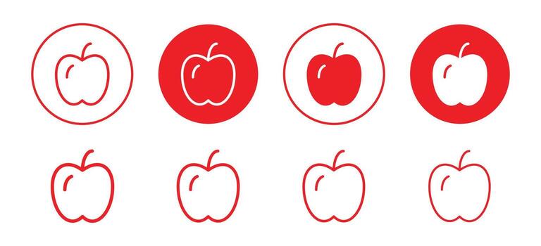 manzana icono conjunto recopilación. manzana contorno plano icono. vector