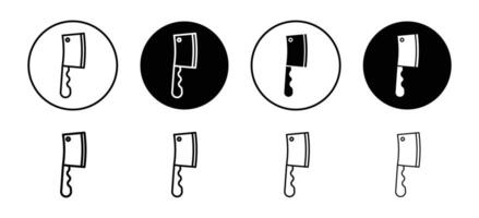 Cleaver for meat icon set collection. Cleaver for meat Outline flat Icon. vector