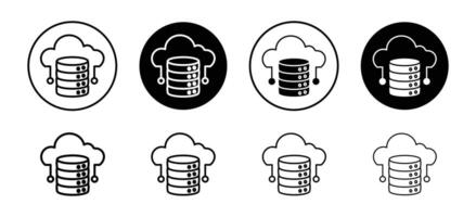 Cloud database icon set collection. Cloud database Outline flat Icon. vector