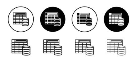 Data table icon set collection. Data table Outline flat Icon. vector