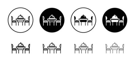 Dinner table icon set collection. Dinner table Outline flat Icon. vector