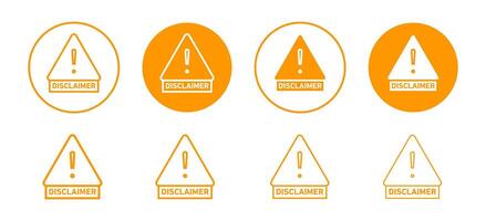 Disclaimer icon set collection. Disclaimer Outline flat Icon. vector