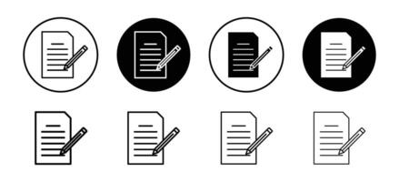 Edit file icon set collection. Edit file Outline flat Icon. vector