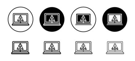 Error 404 page icon set collection. Error 404 page Outline flat Icon. vector