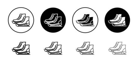 Ice skating icon set collection. Ice skating Outline flat Icon. vector