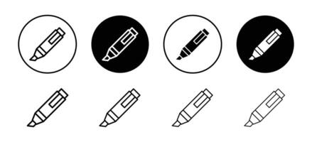 Highlighter icon set collection. Highlighter Outline flat Icon. vector