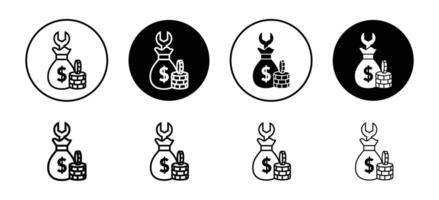 Fixed money icon set collection. Fixed money Outline flat Icon. vector