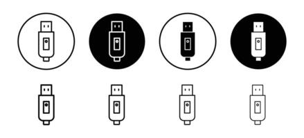 Inclined pendrive icon set collection. Inclined pendrive Outline flat Icon. vector