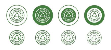 Made from recycled materials icon set collection for web vector