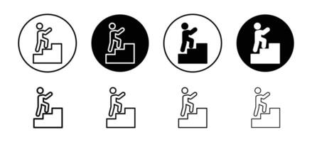 Man climbing icon set collection. Man climbing Outline flat Icon. vector
