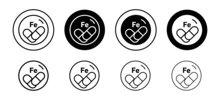 Mineral Fe icon set collection. Mineral Fe Outline flat Icon. vector