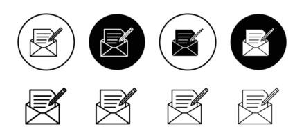 Message writing icon set collection. Message writing Outline flat Icon. vector