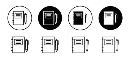 Notebook icon set collection. Notebook Outline flat Icon. vector