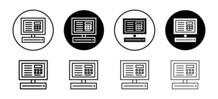 POS system icon set collection. POS system Outline flat Icon. vector