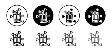 Popcorn icon set collection. Popcorn Outline flat Icon. vector