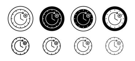 Plus hours icon set collection. Plus hours Outline flat Icon. vector