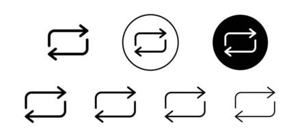 Repeat icon set collection. Repeat Outline flat Icon. vector
