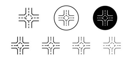 Road junction icon set collection for web vector