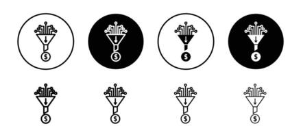 Sales Funnel icon set collection. Sales Funnel Outline flat Icon. vector