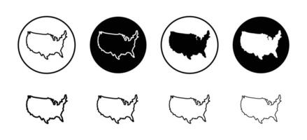US map icon set collection. US map Outline flat Icon. vector