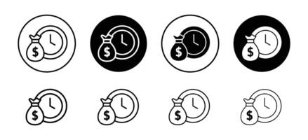 Time is money icon set collection. Time is money Outline flat Icon. vector