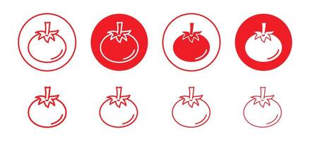 Tomato icon set collection. Tomato Outline flat Icon. vector