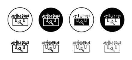 Tools box icon set collection. Tools box Outline flat Icon. vector