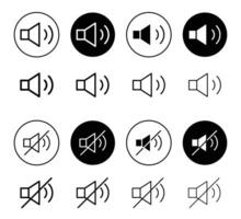 Speaker volume icon set collection. Speaker volume Outline flat Icon. vector