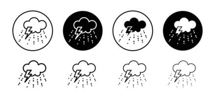 Thunderstorm icon set collection. Thunderstorm Outline flat Icon. vector