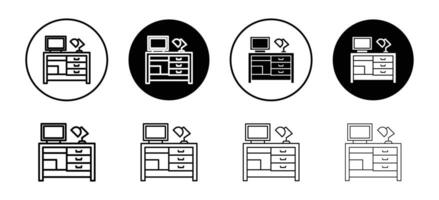 Study table icon set collection. Study table Outline flat Icon. vector