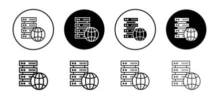 Web server icon set collection. Web server Outline flat Icon. vector