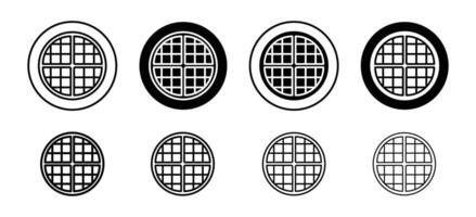 Waffle icon set collection. Waffle Outline flat Icon. vector