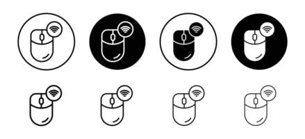 Wireless mouse icon set collection. Wireless mouse Outline flat Icon. vector