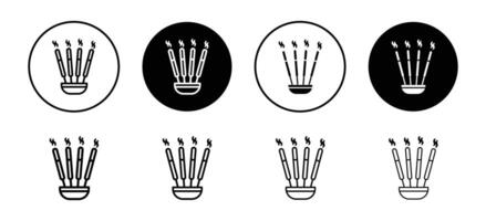 Burning incense stick icon set collection for web vector