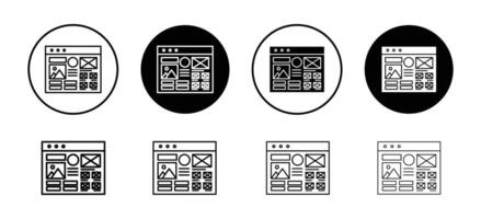 Wireframe icon set collection. Wireframe Outline flat Icon. vector