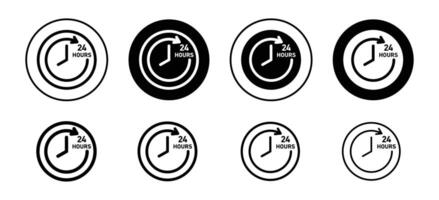 24 Hour time of delivery or customer support icon. twenty four hours call support service for help desk set vector
