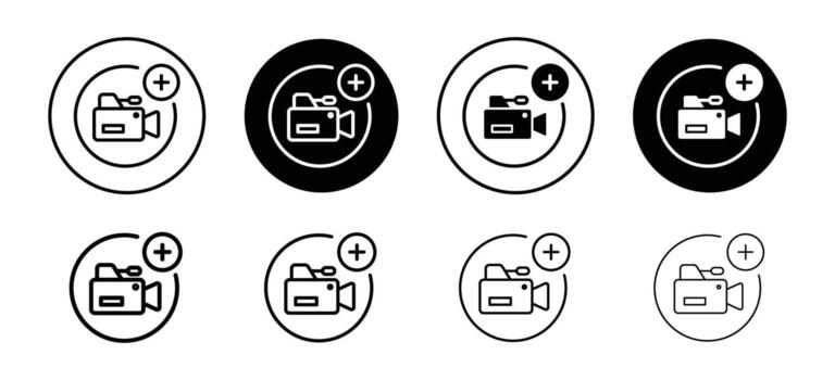 Add file recording as attachment button icon. broadcast cinema clip media online symbol. vector