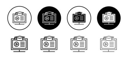 e learning education through online computer or internet icon. E study using laptop with internet symbol. vector
