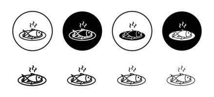 Cooked fish icon illustrating prepared seafood and culinary dishes, ideal for food and restaurant designs vector