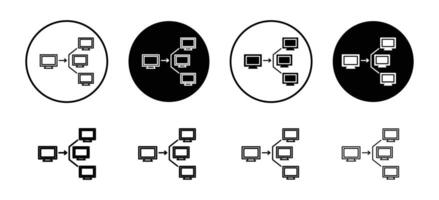 Computer network icon representing digital connectivity and data exchange, ideal for IT, networking, and technology projects vector