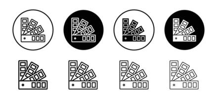 Color swatch palette chart for web or printing on paper ink icon. multicolor fabric tint tone guide book or canvas pictogram vector