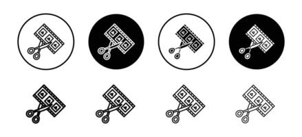 Film editing icon depicting production and post-processing, ideal for media studios, filmmakers, and editing software vector