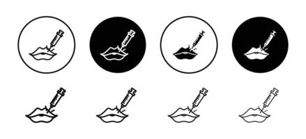 Hyaluronic acid lips injection icon set collection for web vector