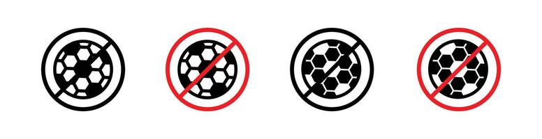 No ball game allowed icon. soccer football ban from play in field symbol. vector